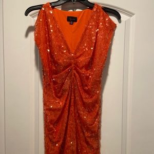 Tangerine split sleeve sequin dress